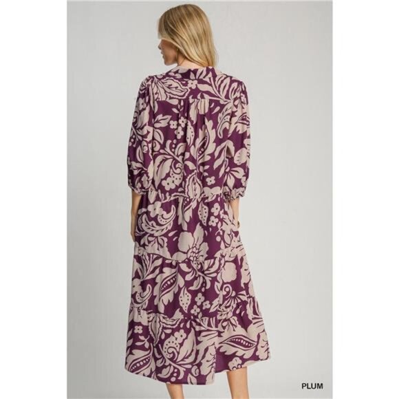 ✨NWT‎ Umgee Floral Print Tiered Midi Dress - Picture 3 of 4